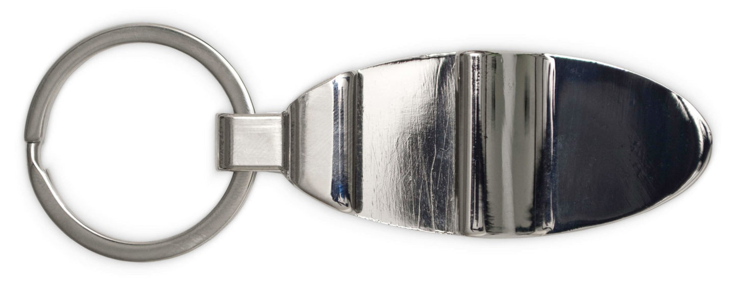 KEYCHAIN BOTTLE OPENER - OVAL WITH BIRD STRIP DESIGN - Get Things Printed INC