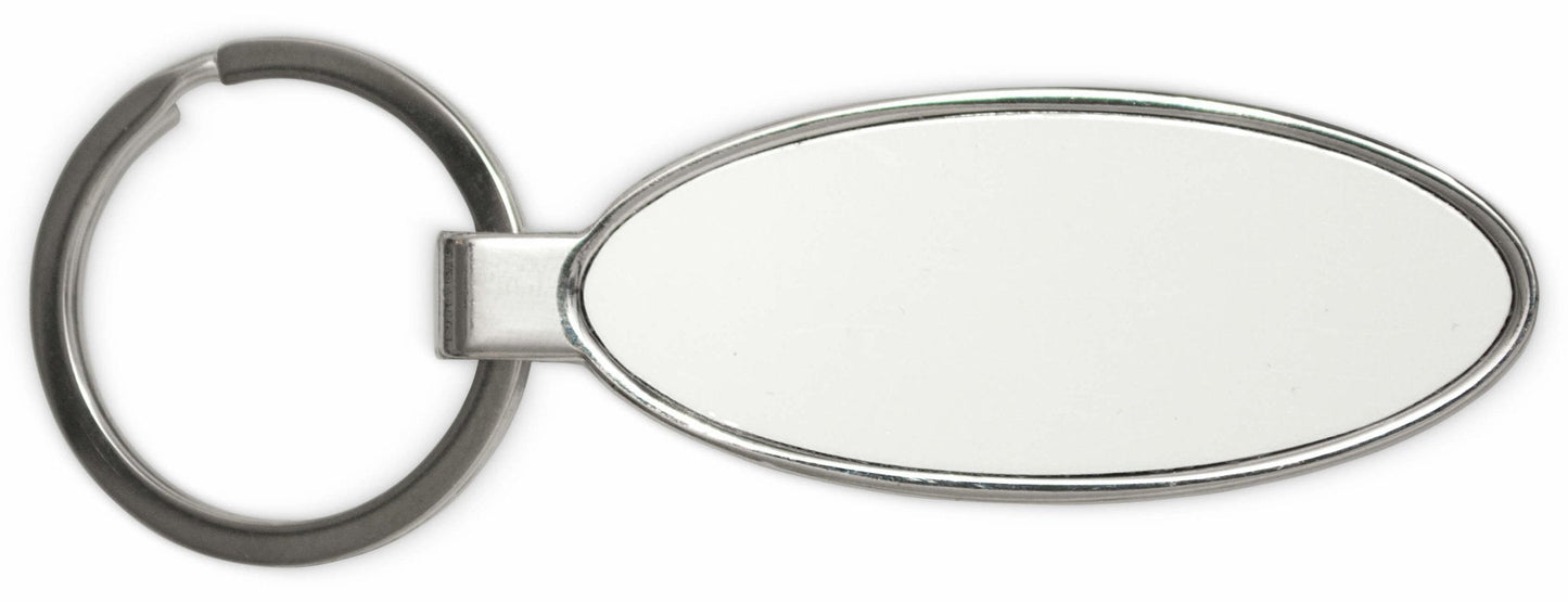 KEYCHAIN BOTTLE OPENER - OVAL WITH BIRD STRIP DESIGN - Get Things Printed INC
