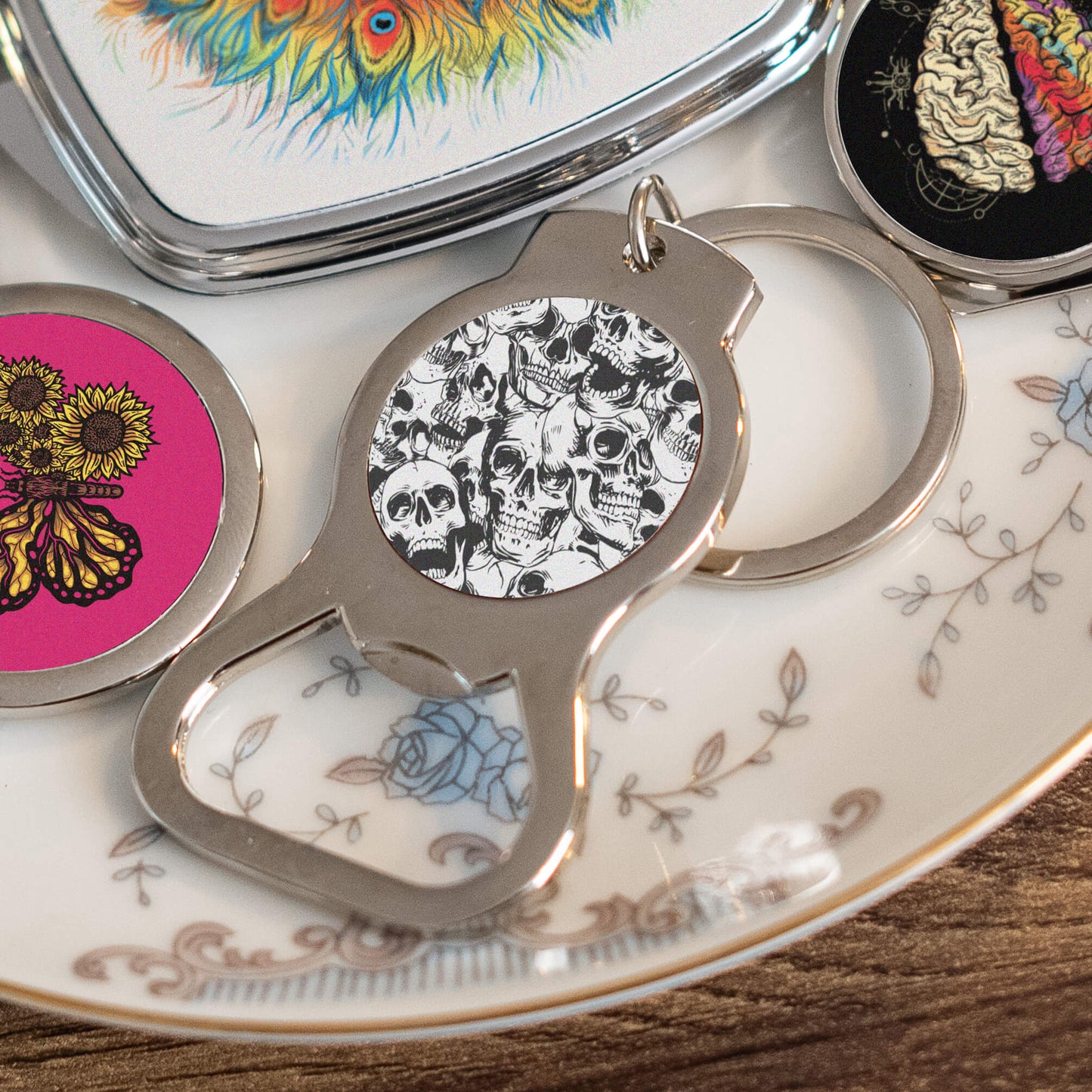 KEYRING BOTTLE OPENER WITH SKULLS - Get Things Printed INC