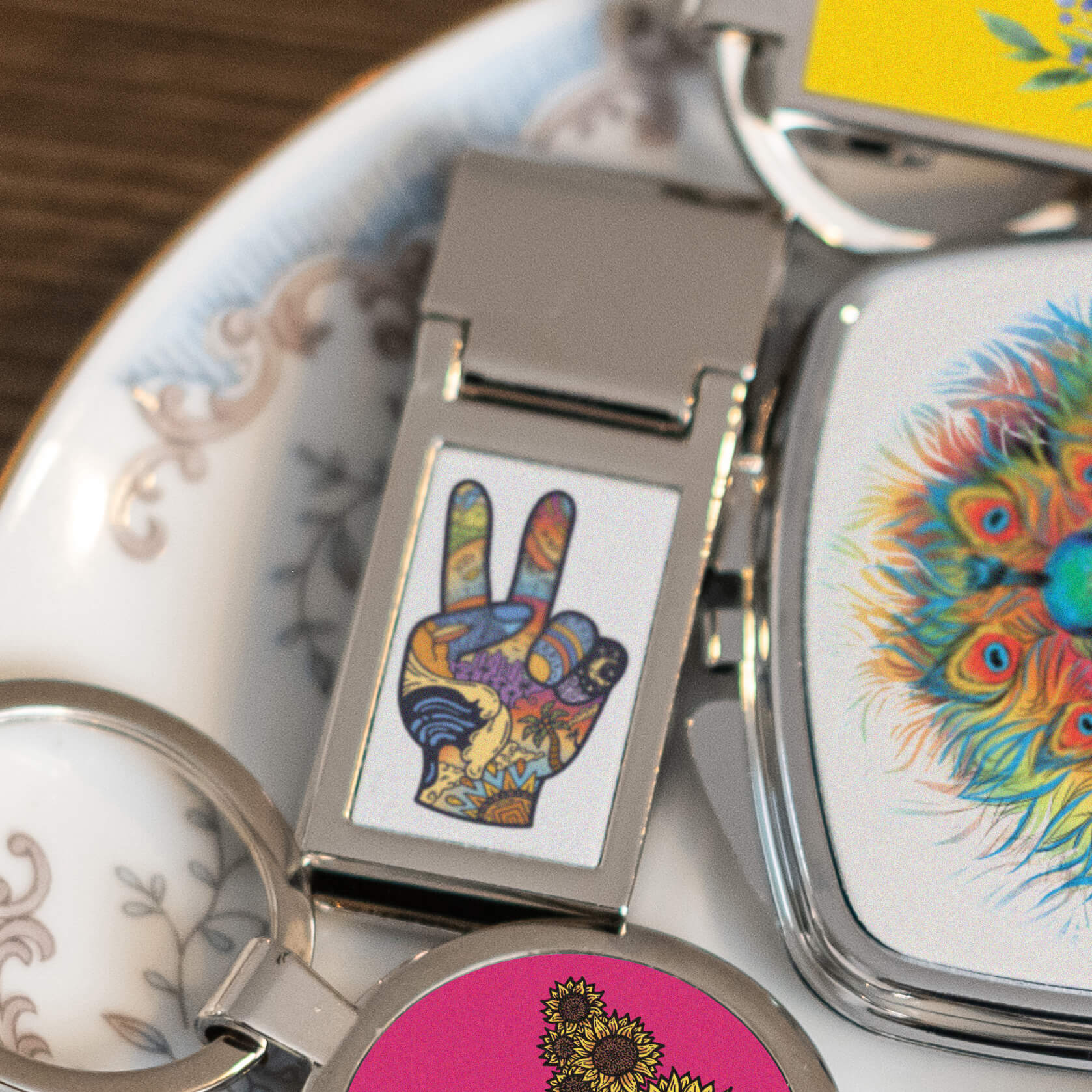 MONEY CLIP - RECTANGLE PEACE SIGN PRINT - Get Things Printed INC