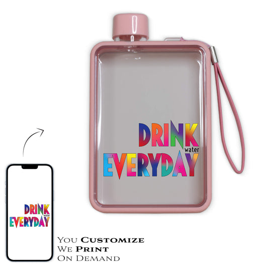 PINK 13oz FLAT WATER BOTTLE - Get Things Printed INC