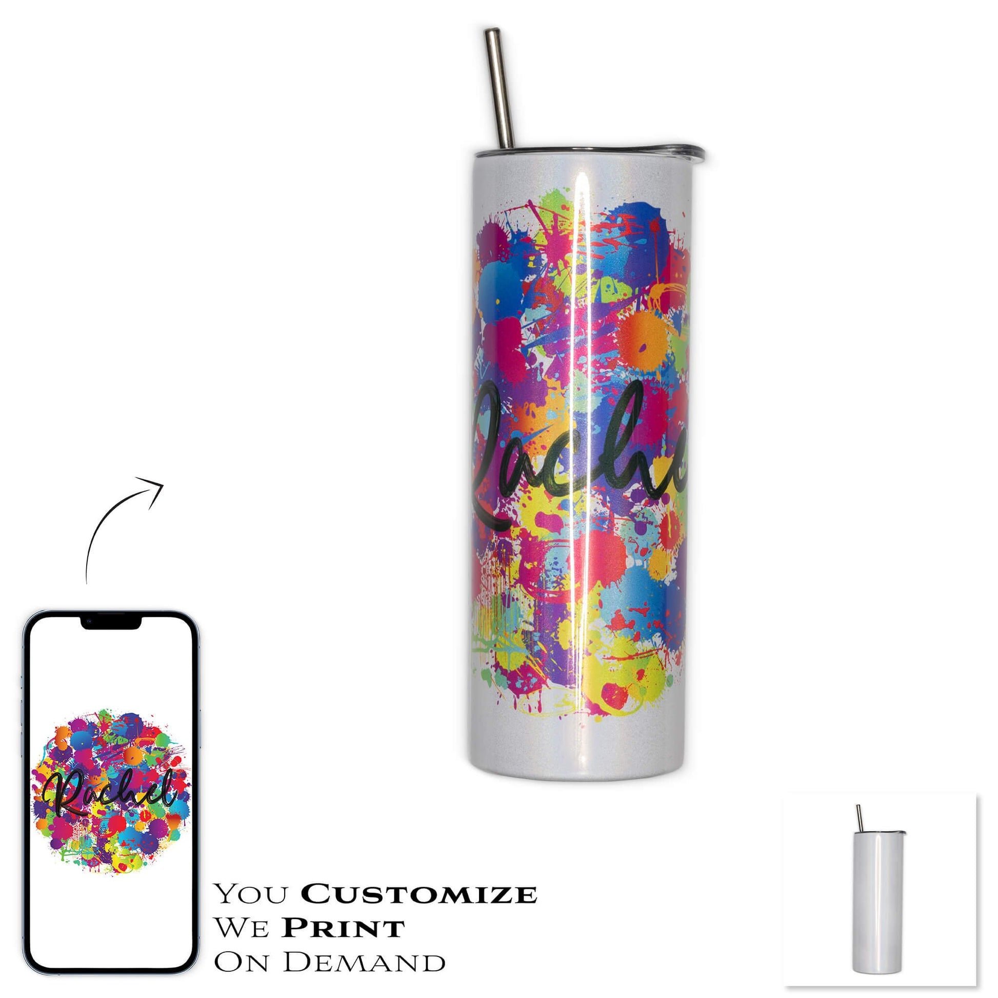 SHIMMER TUMBLER WITH STRAW AND LID 20oz - STAINLESS STEEL - Get Things Printed INC