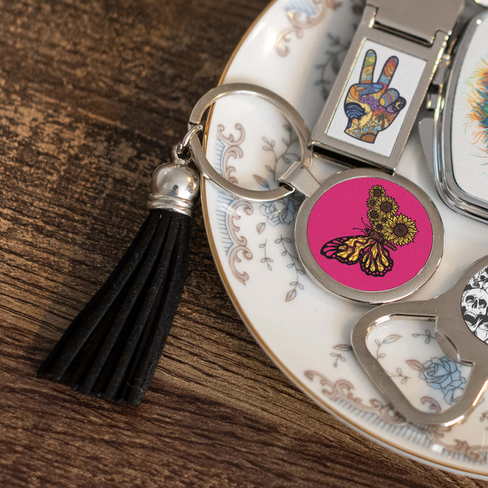 TASSEL KEYCHAIN WITH BUTTERFLY ART - Get Things Printed INC