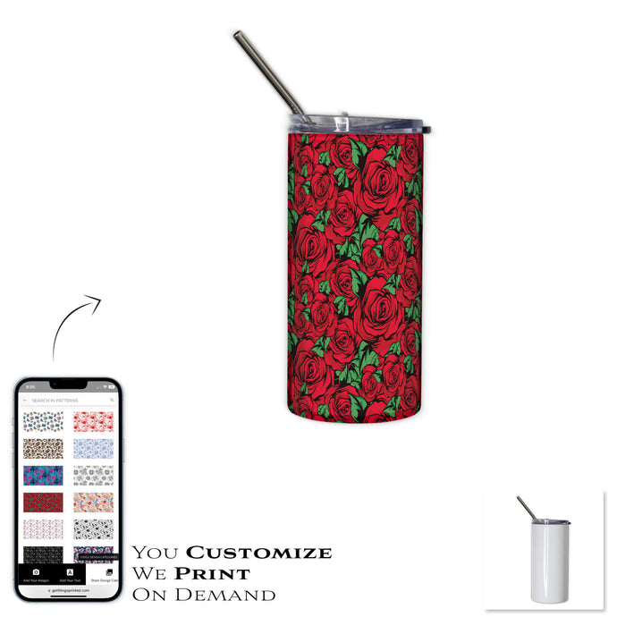 TUMBLER WITH STRAW AND LID 16oz - STAINLESS STEEL - Get Things Printed INC