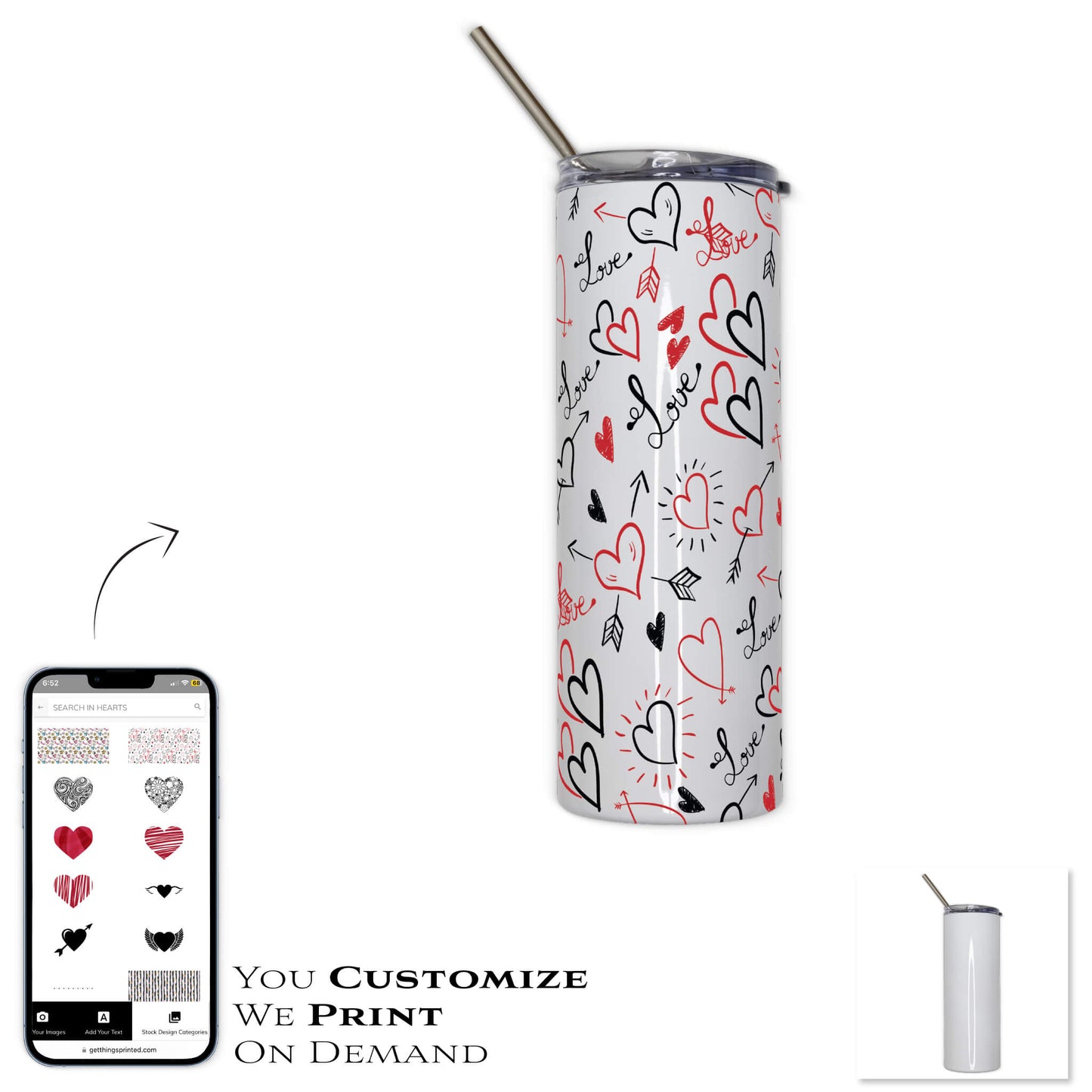 TUMBLER WITH STRAW AND LID 20oz - STAINLESS STEEL - Get Things Printed INC