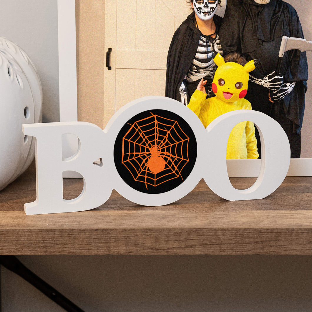 WORD BLOCK SIGN - BOO - SPIDER WEB - Get Things Printed INC